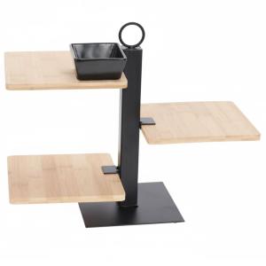 Plateau apéritif bois et métal 3 plateaux 32x15x27cm