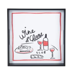 Plateau carré blanc, rouge et noir