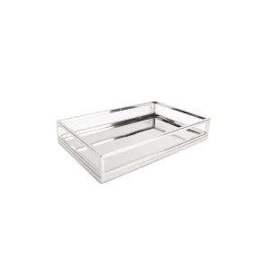 Plateau de service argent en métaux 39,5x24,5xh7cm