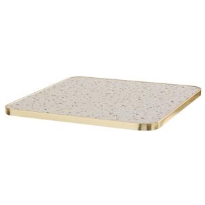 Plateau de table carré terrazzo cerclage doré 60cm