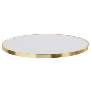 Plateau de table rond blanc avec cerclage doré 60 cm