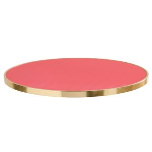 Plateau de table rond blanc avec cerclage doré 60 cm frambo…