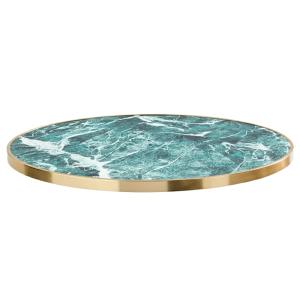Plateau de table rond blanc avec cerclage doré 60 cm marbre…