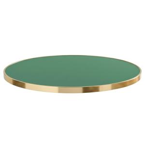 Plateau de table rond blanc avec cerclage doré 60 cm vert m…