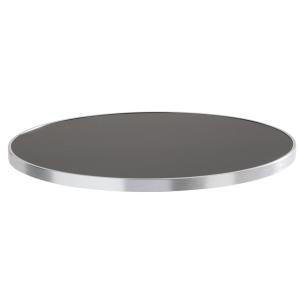 Plateau de table rond noir avec cerclage argent 60 cm