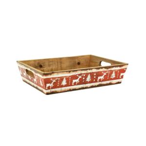 Plateau en bois et papier verni noël