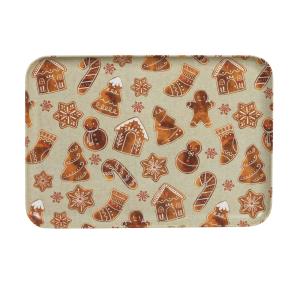 Plateau en résine motifs biscuits de Noël beiges, marron et…