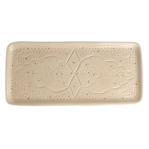 Plateau long à gâteau en céramique beige doré