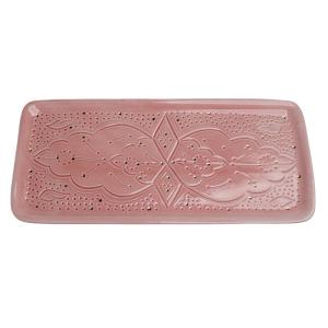 Plateau long en céramique rose