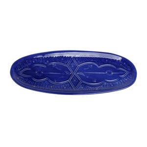 Plateau oval en céramique bleu