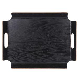 Plateau rectangle no angle 44,5x33,5 cm  noir en bois