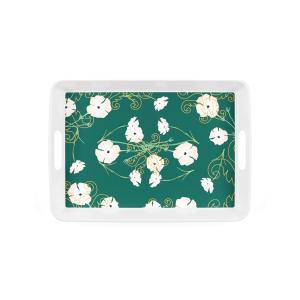 Plateau rectangulaire avec poignées en mélamine vert 48 x 3…