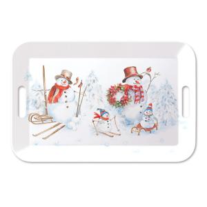 Plateau rectangulaire famille de bonshommes de neige