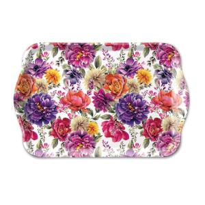 Plateau rectangulaire motif floraison éclatante