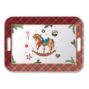 Plateau rectangulaire Noël cheval à bascule