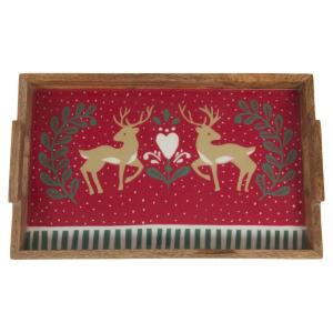 Plateau Rennes rectangle 40x25 cm rouge en bois
