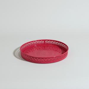 Plateau rond en fer forgé fuchsia