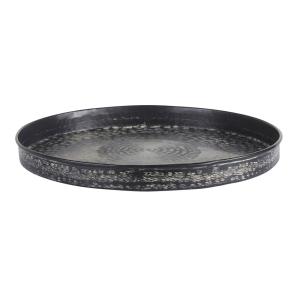 Plateau rond en métal martelé noir et blanc D55