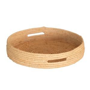 Plateau rond en osier naturel avec anses naturel 28x5.5 cm