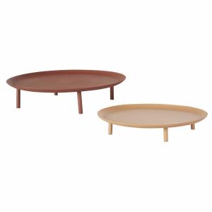 Plateaux en fer terracotta et beige (x2)