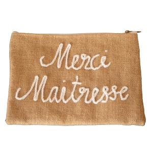 Pochette jute ''merci maitresse'' jute naturel  x 27