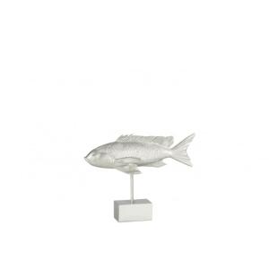 Poisson tropicale sur socle en résine argent 33x7x26 cm