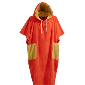 Poncho de plage adulte en coton velours Corail M