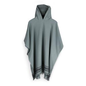 Poncho éponge coton 100x88 vert céladon / noir