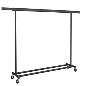 Portant à vêtements avec roulettes tringle extensible noir