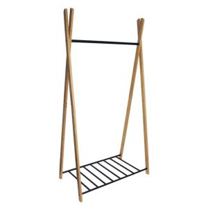 Portant à vêtements en bambou naturel et métal 93 x 50 x 17…