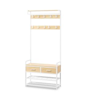 Portant d’entrée avec 2 tiroirs 10 crochets amovibles blanc…