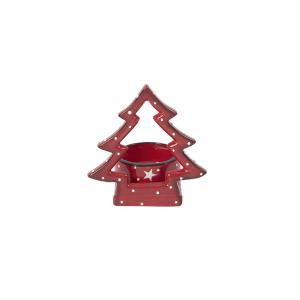 Porte-bougie décoratif sapin de noël en céramique rouge H11…
