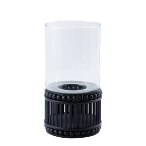 Porte-bougie en rotin beige H36