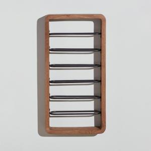 Porte-bouteilles en bois de manguier et fer forgé