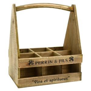 Porte-bouteilles en bois vieilli 30 cm