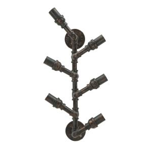 Porte-bouteilles mural 6 places en métal marron 27x15x60  c…