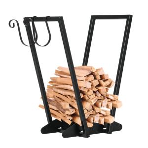 Porte bûche design trapézoïdal acier noir