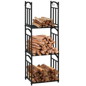 Porte-bûches rack modulable métal époxy noir