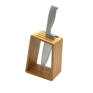 Porte-couteaux bizauté en bambou naturel 15 x 9 x 19,8 cm