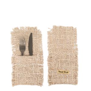 Porte-couverts en coton beige set de 4