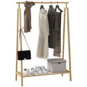Porte-manteau avec étagère à chaussures en bambou couleur n…