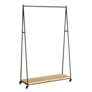 Porte-manteau en fer et bois noir et marron 92x35x149
