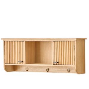 Porte-manteau mural en bois 2 portes 2 crochets