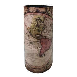 Porte parapluie carte du monde ronde en toile bois blanche…