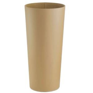 Porte-parapluie rond en similicuir beige 26x26x55cm