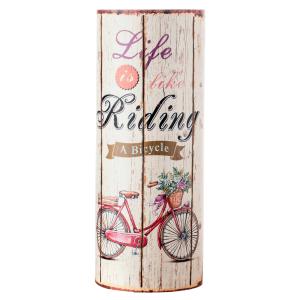 Porte parapluie rond en toile bois de bicyclette beige