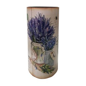 Porte parapluie rond en toile bois lavande beige violet et…