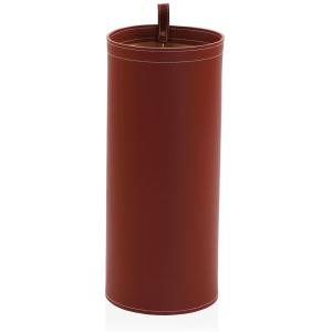 Porte-parapluies rond en similicuir marron 20x20x48cm