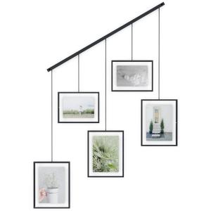 Porte photos mural pour 5 cadres métal noir