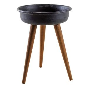 Porte pot en métal et bois